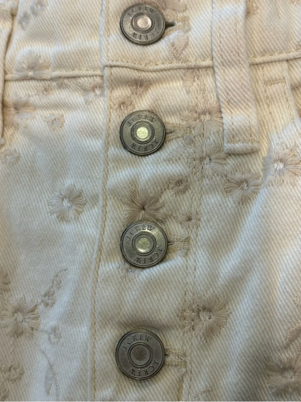 J.Crew Floral Embroidered Button Fly Jeans Raw Hem Size 25